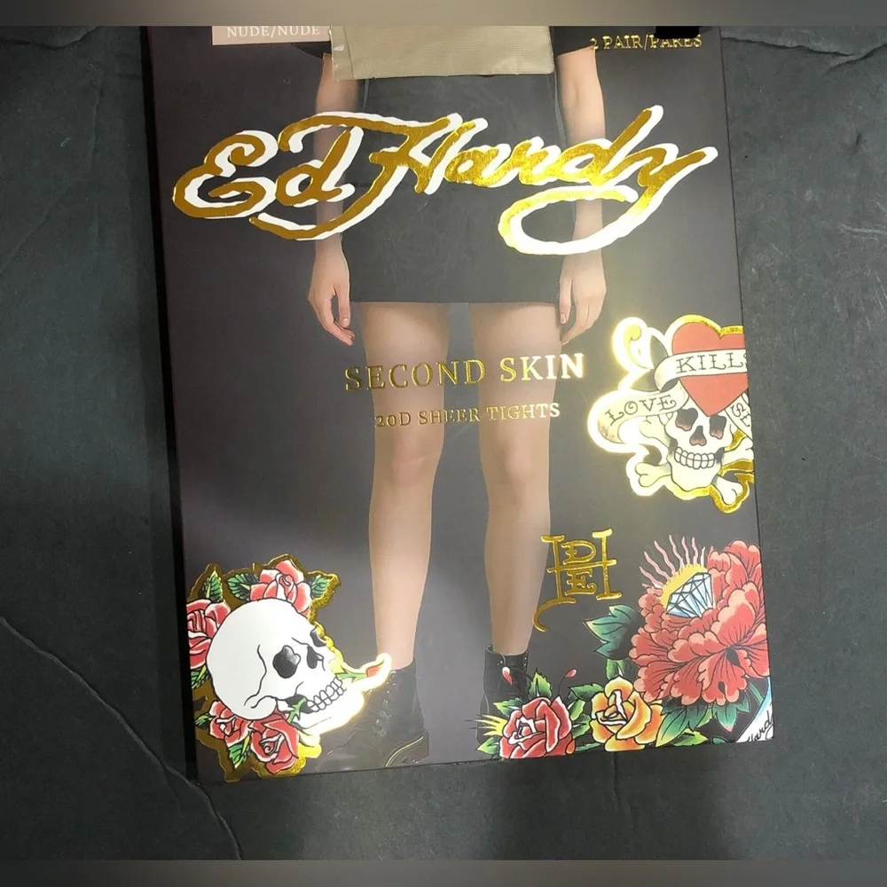 Ed Hardy second skin‎ 20D sheer tights in Nude size XL/XXL brand new 2 pairs